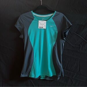 C - Nike Women's Teal and Dark Gray Short Sleeve Top